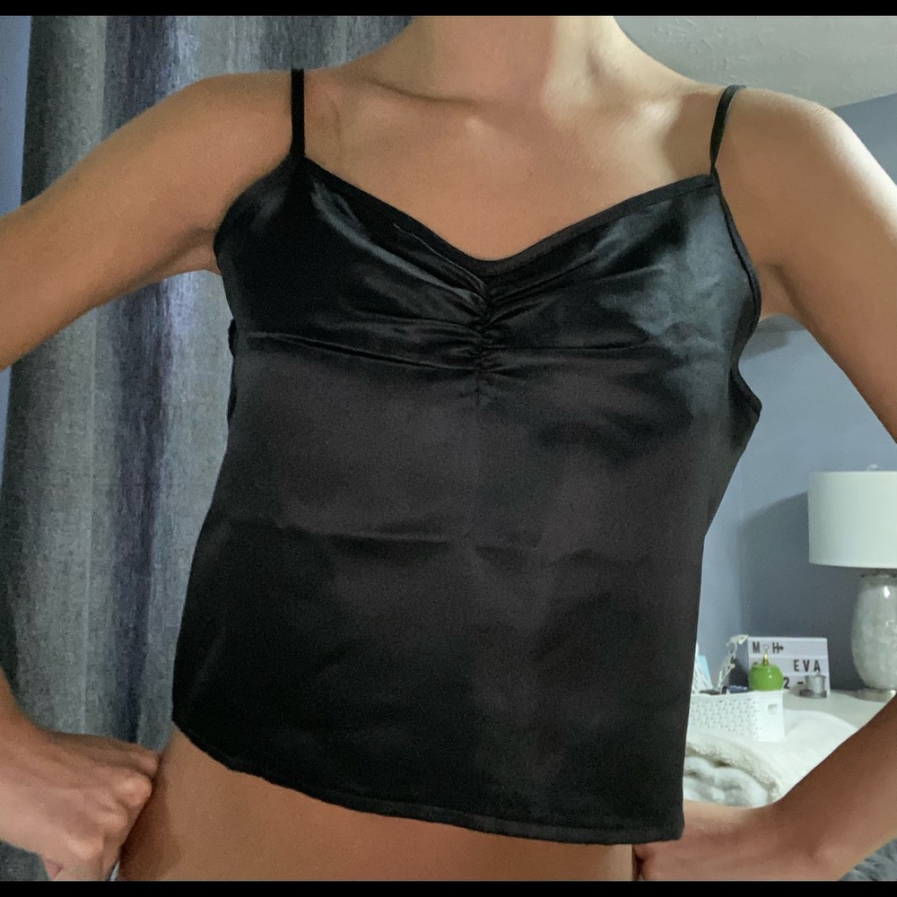Black satin top